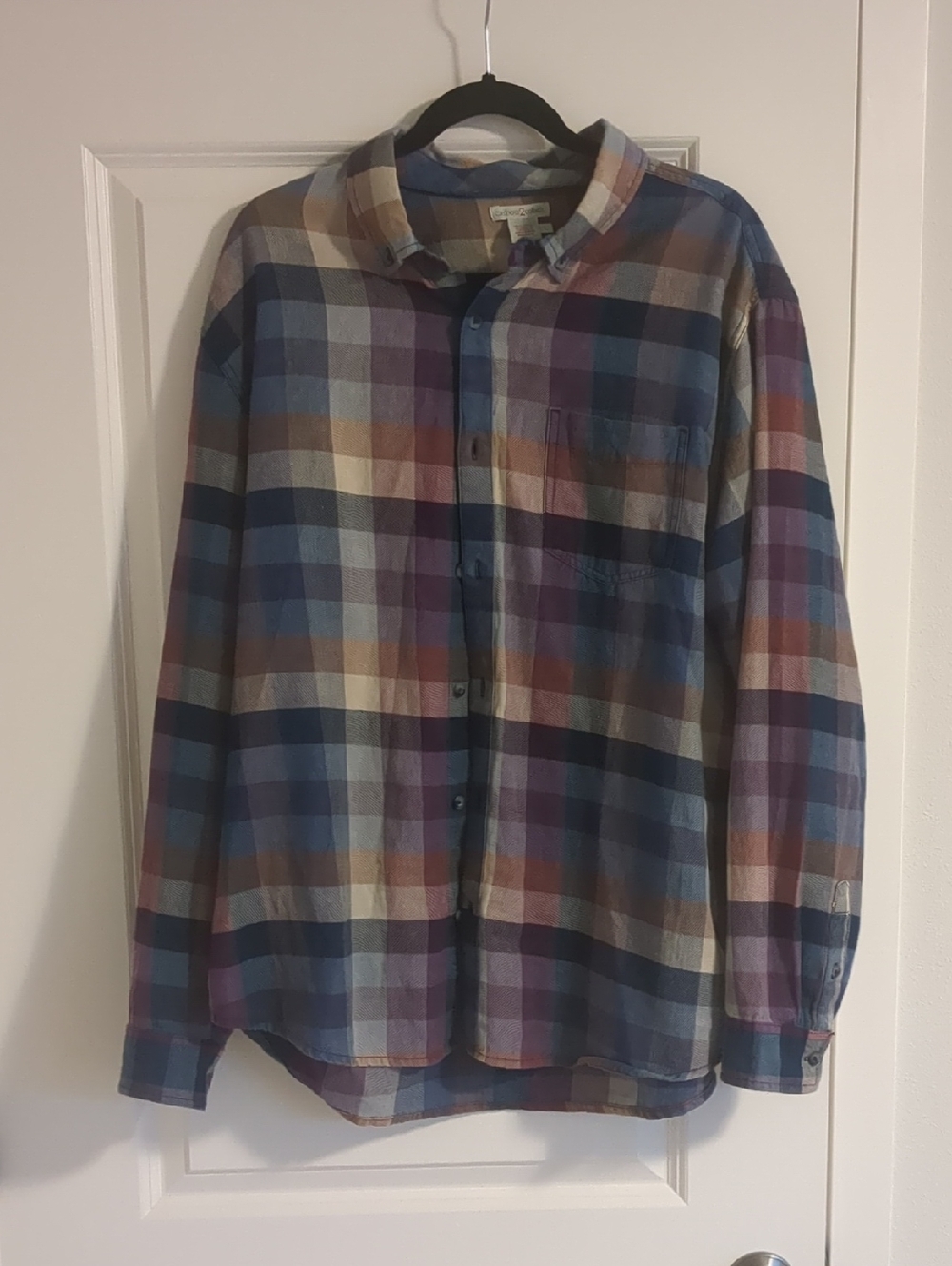 Men's Long-Sleeve Plaid Button-Down Shirt - Blue Multi